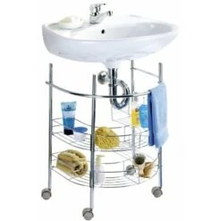 WENKO Scaffale Sotto Lavabo In Cromo - 2 Piani, Acciaio, 53 X 63.5 X 41 Cm, Cromo