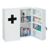 Relaxdays Medicin Armadio Medico XXL, Richiudibile, 11 Scomparti, In Acciaio, 53,5 X 53 X 19 Cm, Armadietto Per Medicinali A 2 Ante, Bianco/Nero, Lega, 5x53x19 Cm