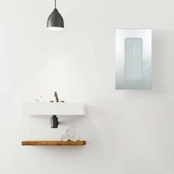 Relaxdays Armadietto Porta Medicinali In Acciaio, Anta A Specchio, 2 Ripiani, Croce Del Primo Soccorso, Superficie Lucida, Inossidabile, Argento, H X L X P: 54 X 32 X 12 Cm -Villeroyit Negozio 70858670 3