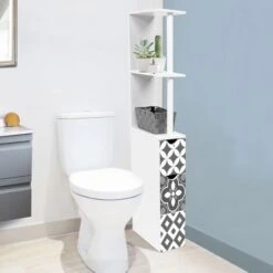 Scaffalatura Per Toilette WILLY A 2 Ante Con Piastrelle In Cemento Grigio