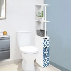 Scaffalatura Per Toilette WILLY A 2 Ante Con Piastrelle In Cemento Blu