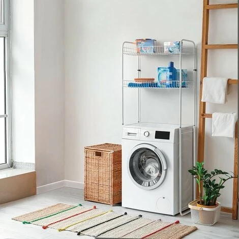 Scaffale Sopra Lavatrice Bianco Con 2 Ripiani Portaoggetti In Kit Montaggio 5 Scaffale Sopra Lavatrice Bianco Con 2 Ripiani Portaoggetti In Kit Montaggio - immagine 3