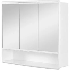 Armadietto A Specchio Bagno 60x50 Bianco Con 3 Ante