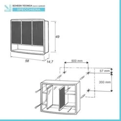 Armadietto A Specchio Bagno 60x50 Bianco Con 3 Ante -Villeroyit Negozio 72334090 3