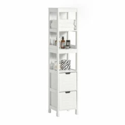 SoBuy Mobiletto Bagno Colonna Bagno Cassettiera Bagno Salvaspazio L30P30A145 Cm Bianco FRG126-W