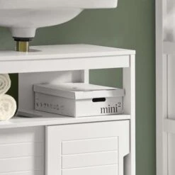 SoBuy Mobile Sottolavabo Per Bagno Con Poggiapiedi Sottolavabo Bagno Mobile Bagno Sottolavabo Bianco FRG128-W -Villeroyit Negozio 7330497 3