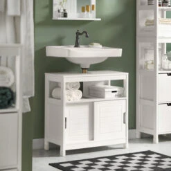 SoBuy Mobile Sottolavabo Per Bagno Con Poggiapiedi Sottolavabo Bagno Mobile Bagno Sottolavabo Bianco FRG128-W -Villeroyit Negozio 7330497 5