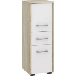 ASTORIA Mobile Colonna Bagno Moderno 85x30x30 Cm Mobile Contenitore Dal Design Moderno Cassetto + 2 Ante