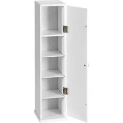 RELAX4LIFE Mobiletto Porta Carta Igienica A Colonna Da Bagno, 4 Ripiani Rimovibili E Scomparto Con Fessura, Anta Con Manopola E Angolo D'Apertura Ampio, Mobiletto Salvaspazio Da Terra Multiuso