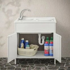 Mobile Lavatoio Esterno 80x50 Bianco Con Vasca In Resina -Villeroyit Negozio 76573593 4