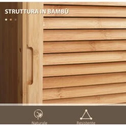 Kleankin Mobile Bagno Alto In Bambù Con 3 Ripiani Aperti, Un Cassetto E Un Armadietto, 32x30x163 Cm, Color Legno -Villeroyit Negozio 76993467 5