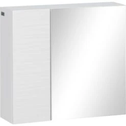 Kleankin Armadio A Specchio Da Bagno In Truciolato E Vetro Con 4 Ripiani Regolabili E Design A Muro, 48x15x45 Cm, Bianco