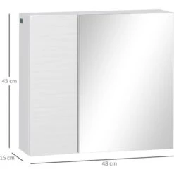 Kleankin Armadio A Specchio Da Bagno In Truciolato E Vetro Con 4 Ripiani Regolabili E Design A Muro, 48x15x45 Cm, Bianco -Villeroyit Negozio 76993511 3