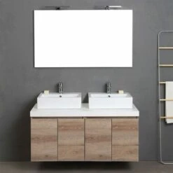 MOBILE BAGNO SOSPESO 120 CM CON DOPPIO LAVABO E ANTE VALENTINA