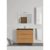 Mobile Bagno A Terra SIENA Rovere Chiaro Da 90 Cm, 3 Cassetti E Lavabo Ceramica Nero Opaco -Villeroyit Negozio 78102556 1