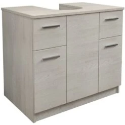 MaMa Store Base Copricolonna Sottolavabo Con 2 Ante E 2 Cassetti, Olmo Bianco, L. 70cm X P. 46cm X H.62cm
