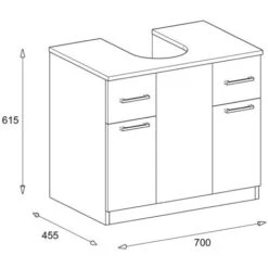 MaMa Store Base Copricolonna Sottolavabo Con 2 Ante E 2 Cassetti, Olmo Bianco, L. 70cm X P. 46cm X H.62cm -Villeroyit Negozio 78981812 3