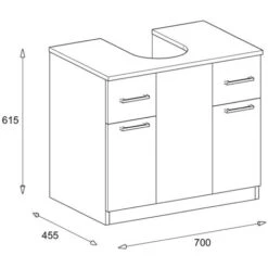 MaMa Store Base Copricolonna Sottolavabo Con 2 Ante E 2 Cassetti, Olmo Bianco, L. 70cm X P. 46cm X H.62cm -Villeroyit Negozio 78981812 4