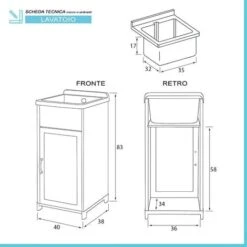 Mobile Lavatoio Salvaspazio 40x38 Con Vasca In Kit Montaggio -Villeroyit Negozio 79255819 4