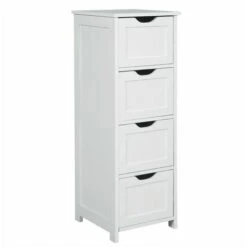 WOLTU Mensole Bagno Portaoggetti Comodino Organizzatore Mobiletto Con 4 Cassetti