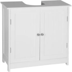 WOLTU Armadietto Da Bagno Sotto Lavello Mobile Bagno Con Ante E Ripiano Interno Bianco