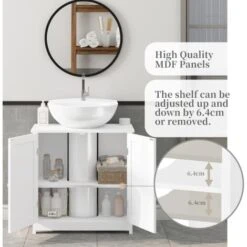 WOLTU Armadietto Da Bagno Sotto Lavello Mobile Bagno Con Ante E Ripiano Interno Bianco -Villeroyit Negozio 80878950 3