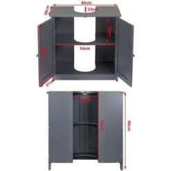 WOLTU Armadietto Da Bagno Sotto Lavello Mobile Bagno Con Ante E Ripiano Interno Grigio -Villeroyit Negozio 80879037 3