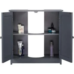 WOLTU Armadietto Da Bagno Sotto Lavello Mobile Bagno Con Ante E Ripiano Interno Grigio -Villeroyit Negozio 80879037 5
