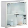 Relaxdays Armadietto Porta Medicinali In Acciaio, Quadrato, Anta In Vetro, 2 Ripiani, Con Serratura, Superficie Lucida, 70% Inox 30%, Argento, HxLxP: 30 X 30 X 12 Cm -Villeroyit Negozio 86632528 1
