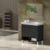 Set Da Bagno NEBARI Con Gambe - 7 Colori Diversi - 15 Misure - 2 Ante O Un Cassetto A Scelta - Include Mobile, Lavabo E Specchio Grafite 80x45Cm -Villeroyit Negozio 86740959 1