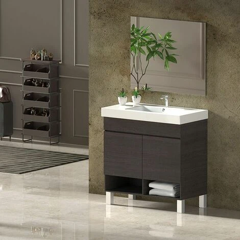 Set Da Bagno NEBARI Con Gambe - 7 Colori Diversi - 15 Misure - 2 Ante O Un Cassetto A Scelta - Include Mobile, Lavabo E Specchio Rovere Sinatra 100x40Cm 3 Set Da Bagno NEBARI Con Gambe - 7 Colori Diversi - 15 Misure - 2 Ante O Un Cassetto A Scelta - Include Mobile, Lavabo E Specchio Rovere Sinatra 100x40Cm