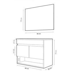 Set Da Bagno NEBARI Con Gambe - 7 Colori Diversi - 15 Misure - 2 Ante O Un Cassetto A Scelta - Include Mobile, Lavabo E Specchio Bianco Lucido 60x50Cm Con Cassetto -Villeroyit Negozio 86741370 4