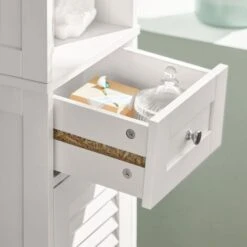 SoBuy Mobiletto Bagno Colonna Bagno Cassettiera Bagno Bianco Con Cassetti Bianco FRG236-W -Villeroyit Negozio 8757077 4