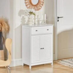 SoBuy Mobiletto Bagno Colonna Bagno Cassettiera Bagno Con Cassetti Bianco FRG238-W -Villeroyit Negozio 8757078 3