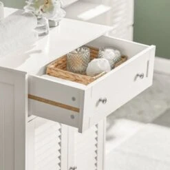 SoBuy Mobiletto Bagno Colonna Bagno Cassettiera Bagno Con Cassetti Bianco FRG238-W -Villeroyit Negozio 8757078 5