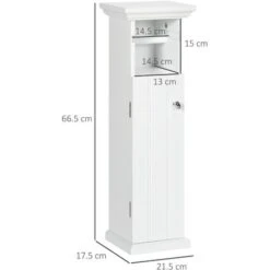 Kleankin Mobile Bagno Con Porta Carta Igienica E Armadietto In Legno MDF, 21.5x17.8x66.5cm, Bianco -Villeroyit Negozio 87893331 3