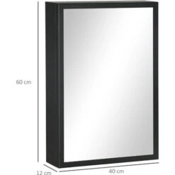 Kleankin Specchiera Bagno In Acciaio Con Armadietto A 3 Ripiani E Chiusura Ammortizzata, 40x12x60cm, Nero -Villeroyit Negozio 87954434 3