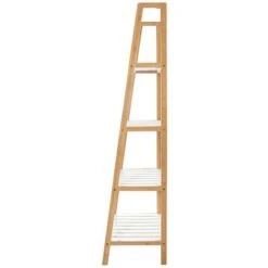 Scaffale Per Bagno A Scala In Legno Bamboo Bianco 4 Ripiani Tahiti -Villeroyit Negozio 88004558 4