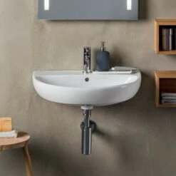 Lavabo Sospeso 50x41xh18 Cm POZZI GINORI - Geberit - In Ceramica - Con Foro Troppopieno
