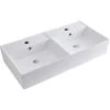 Hudson Reed Halwell Lavabo D'Appoggio Rettangolare Doppio Per Bagni - Lavandino Bagno Con Design Moderno - Ceramica Bianca - 2 X Fori Per La Rubinetteria - 820 X 420 X 150 Mm -Villeroyit Negozio 8942797 1