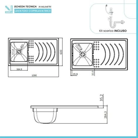 Mobile Lavatoio Lavatrice 109x60 Cm In Pvc Bianco Con Vasca Lavapanni A Sinistra 5 Mobile Lavatoio Lavatrice 109x60 Cm In Pvc Bianco Con Vasca Lavapanni A Sinistra - immagine 3
