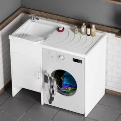 Mobile Lavatoio Lavatrice 109x60 Cm In Pvc Bianco Con Vasca Lavapanni A Sinistra 10 Mobile Lavatoio Lavatrice 109x60 Cm In Pvc Bianco Con Vasca Lavapanni A Sinistra -Villeroyit Negozio 9003492 4