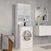 Mobili Lavatrice Armadietto - Mobili Bagno Bianco Lucido 64x25,5x190 Cm