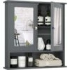 COSTWAY Armadietto Da Bagno Con Specchio, Armadietto Da Parete Con Ripiano Regolabile, Mobile Da Parete Per Bagno, 56 X 12,5 X 58 Cm (Grigio) -Villeroyit Negozio 90451699 1