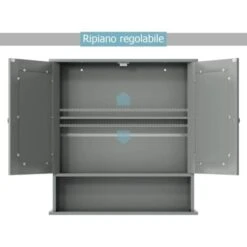 COSTWAY Armadietto Da Bagno Con Specchio, Armadietto Da Parete Con Ripiano Regolabile, Mobile Da Parete Per Bagno, 56 X 12,5 X 58 Cm (Grigio) 10 COSTWAY Armadietto Da Bagno Con Specchio, Armadietto Da Parete Con Ripiano Regolabile, Mobile Da Parete Per Bagno, 56 X 12,5 X 58 Cm (Grigio) -Villeroyit Negozio 90451699 4