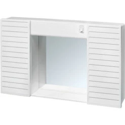Specchiera Specchio Per Bagno 2 Ante In Pvc Luce E Interruttore 58x37x12 Simpaty