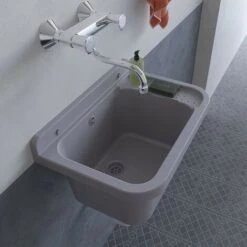 Pilozzo Da Esterno 60x34 Cm In Resina Grigia Con Vano Portasapone -Villeroyit Negozio 9214721 3