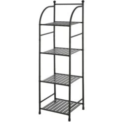 Scaffale Bagno H 116 In Metallo Design Nero Con Quattro Ripiani