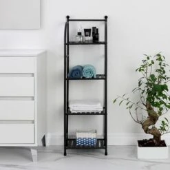 Scaffale Bagno H 116 In Metallo Design Nero Con Quattro Ripiani -Villeroyit Negozio 94604821 4
