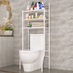 Mobile WC - Mensola Bagno 3 File Bianco - Mensola Wc - Mobile Wc - Colonna Wc